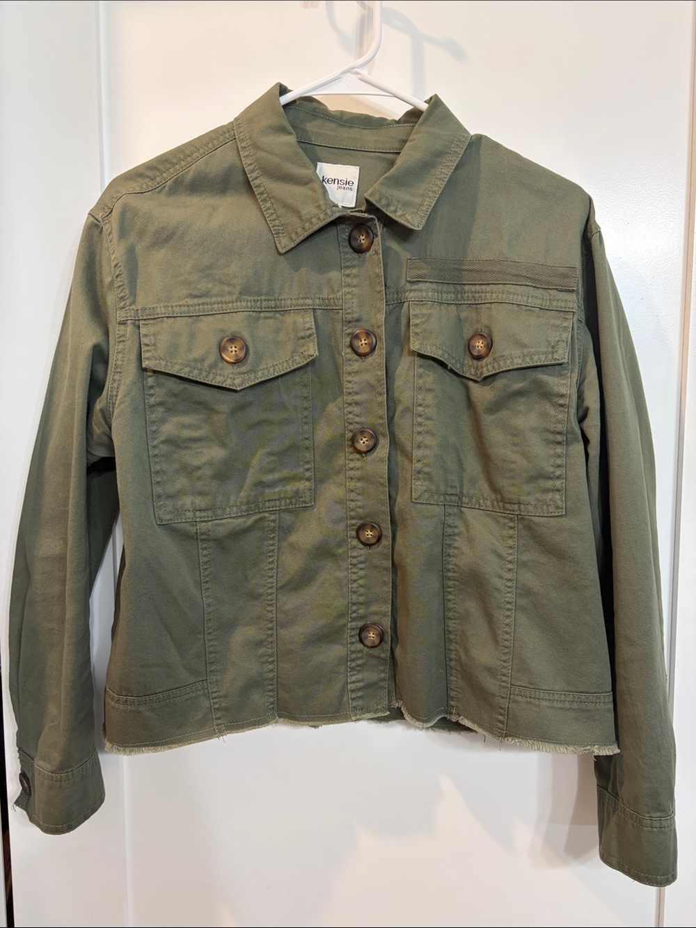 Kensie Olive Utility Button-Front Jacket
